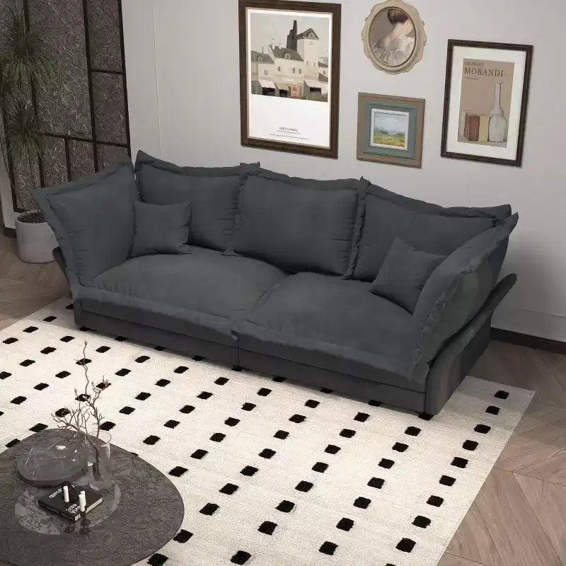 Divano modulare componibile, divano con seduta profonda e grandi cuscini, divano letto imbottito per appartamento, soggiorno, hotel, monolocale, ufficio