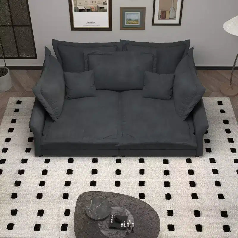 Divano modulare componibile, divano con seduta profonda e grandi cuscini, divano letto imbottito per appartamento, soggiorno, hotel, monolocale, ufficio