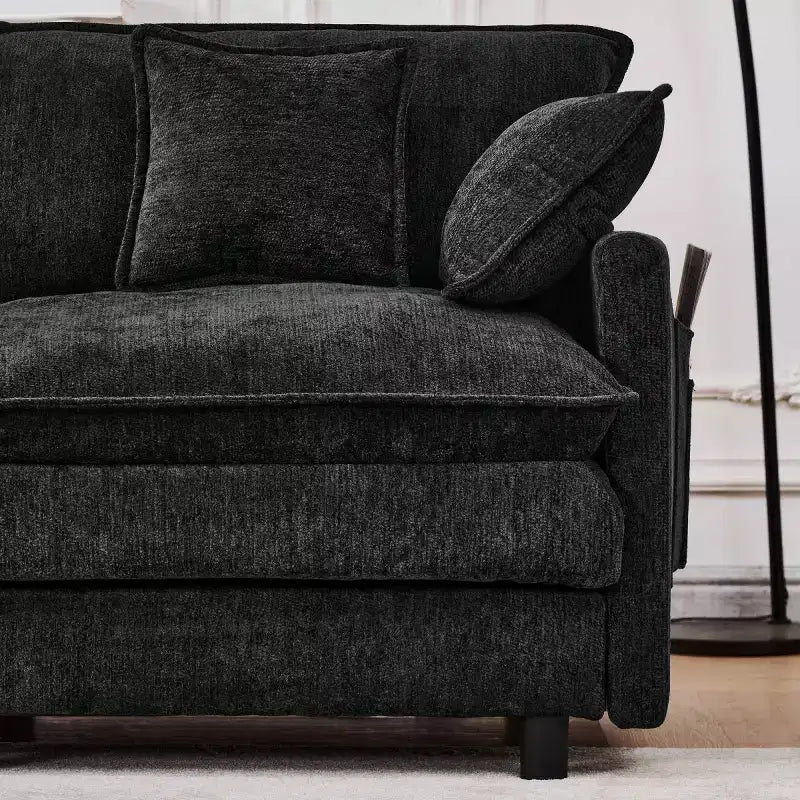 Divano componibile moderno 102 con pouf, cuscini a doppio strato, divano Cloud in tessuto morbido per soggiorni, appartamenti o salotti-Panipeachy