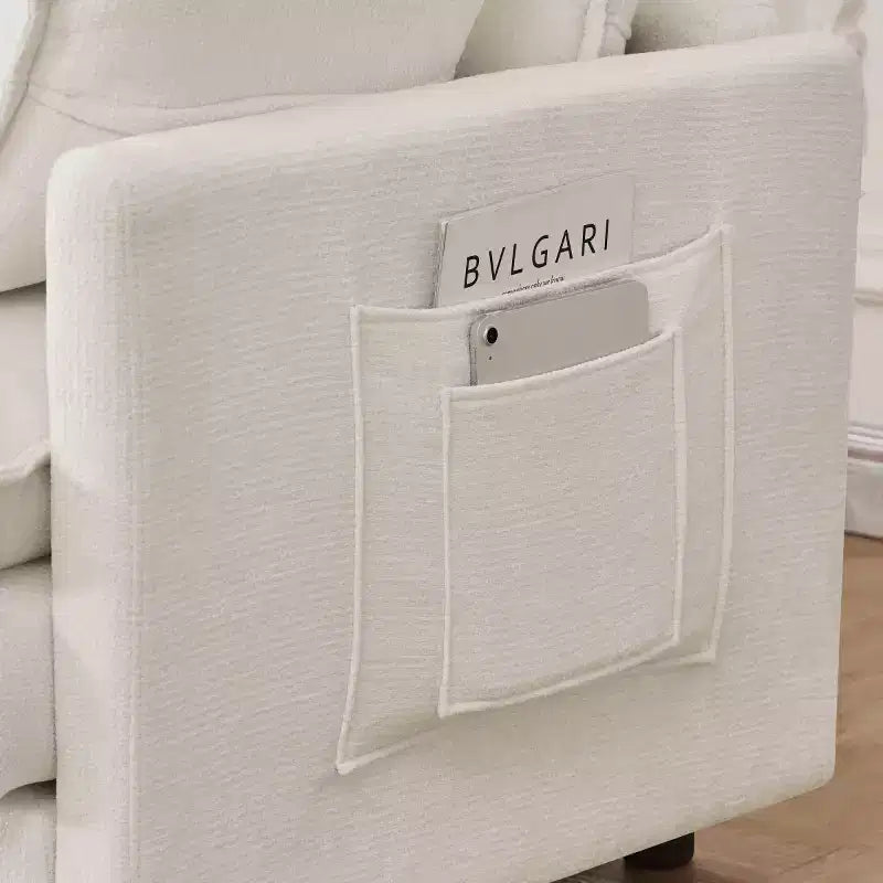 Divano componibile moderno 102 con pouf, cuscini a doppio strato, divano Cloud in tessuto morbido per soggiorni, appartamenti o salotti-Panipeachy