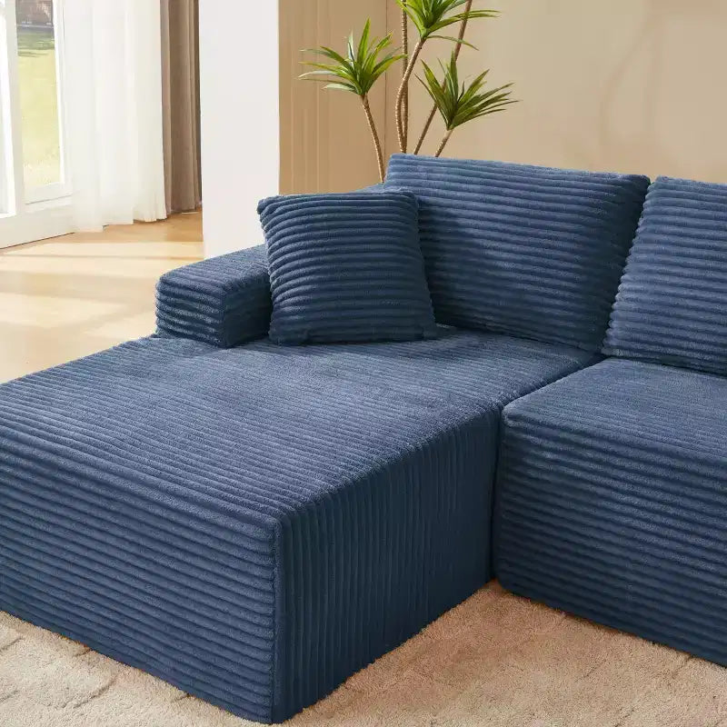 103 Divano Sezionale Modulare Moderno con Chaise Longue, Divano Cloud con Seduta Profonda a L in Corduroy per Soggiorno o Sala Familiare di Piccole Dimensioni-Panipeachy