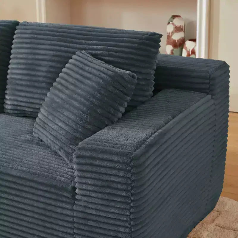 103 Divano Sezionale Modulare Moderno con Chaise Longue, Divano Cloud con Seduta Profonda a L in Corduroy per Soggiorno o Sala Familiare di Piccole Dimensioni-Panipeachy