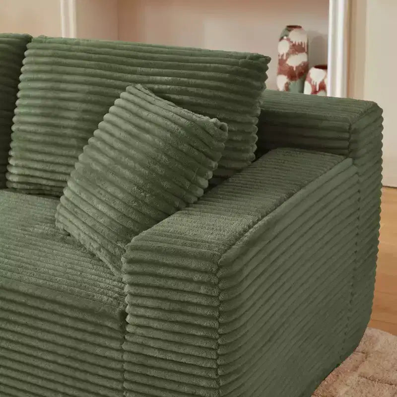 103 Divano Sezionale Modulare Moderno con Chaise Longue, Divano Cloud con Seduta Profonda a L in Corduroy per Soggiorno o Sala Familiare di Piccole Dimensioni-Panipeachy