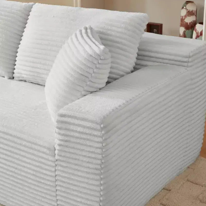 103 Divano Sezionale Modulare Moderno con Chaise Longue, Divano Cloud con Seduta Profonda a L in Corduroy per Soggiorno o Sala Familiare di Piccole Dimensioni-Panipeachy