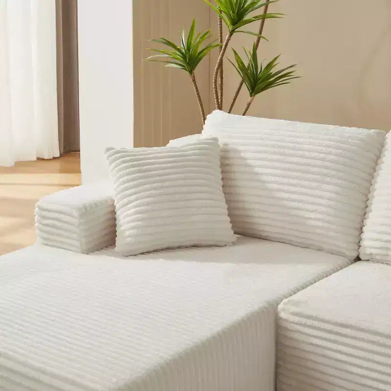 103 Divano Sezionale Modulare Moderno con Chaise Longue, Divano Cloud con Seduta Profonda a L in Corduroy per Soggiorno o Sala Familiare di Piccole Dimensioni-Panipeachy