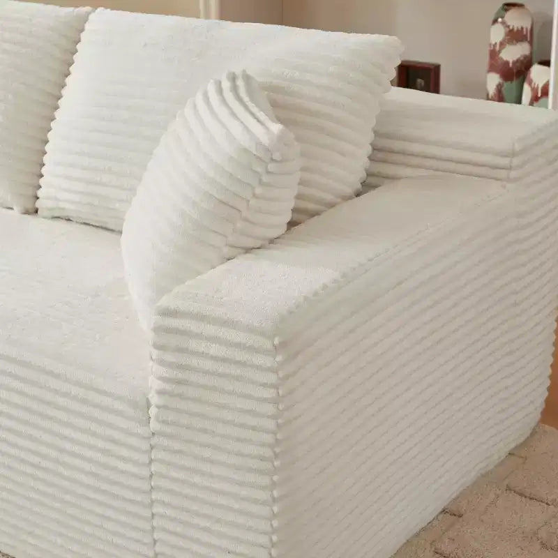 103 Divano Sezionale Modulare Moderno con Chaise Longue, Divano Cloud con Seduta Profonda a L in Corduroy per Soggiorno o Sala Familiare di Piccole Dimensioni-Panipeachy
