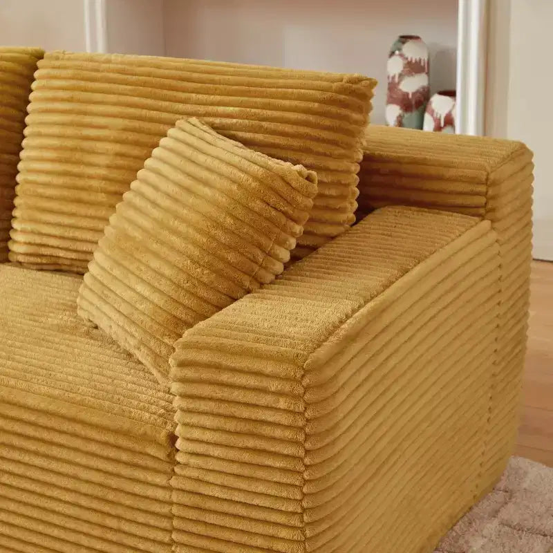 103 Divano Sezionale Modulare Moderno con Chaise Longue, Divano Cloud con Seduta Profonda a L in Corduroy per Soggiorno o Sala Familiare di Piccole Dimensioni-Panipeachy