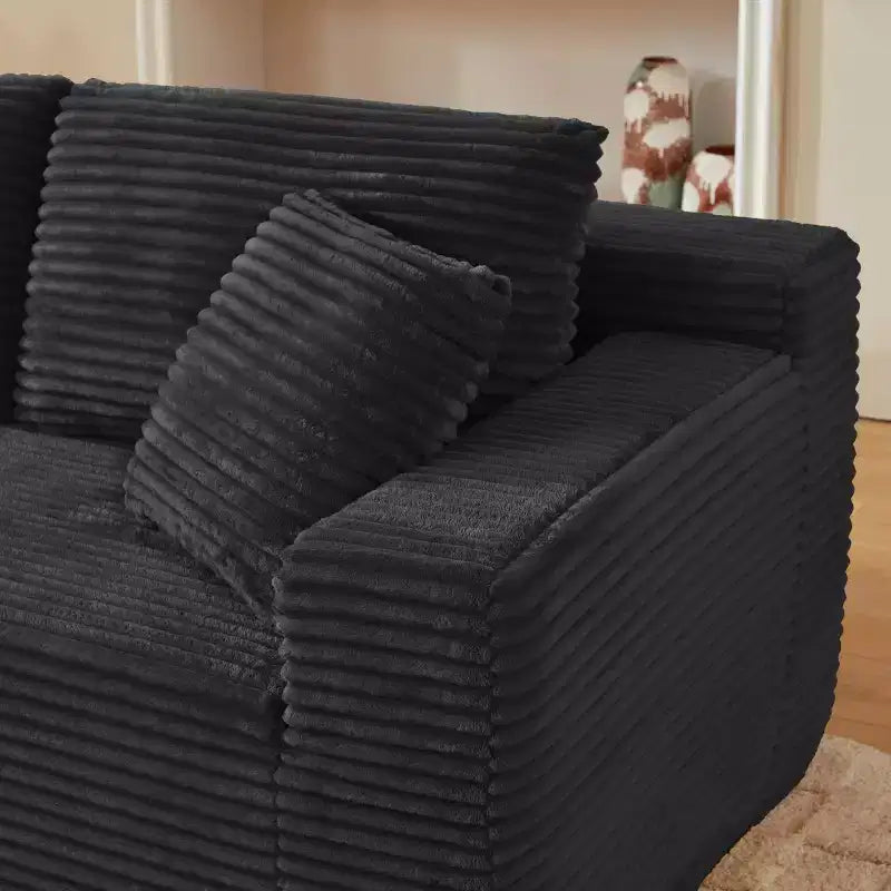 103 Divano Sezionale Modulare Moderno con Chaise Longue, Divano Cloud con Seduta Profonda a L in Corduroy per Soggiorno o Sala Familiare di Piccole Dimensioni-Panipeachy