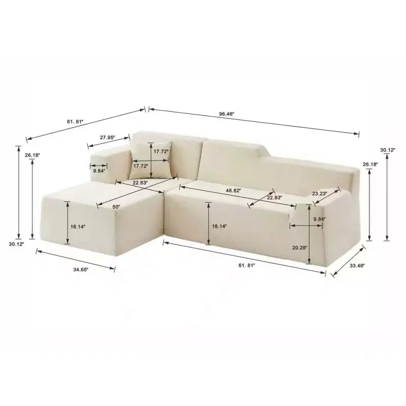 Divano componibile a 3 posti a L Celine di GDFStudio, 245 cm, moderno, rivestito in velluto a coste