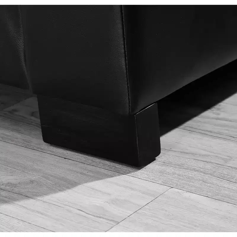 MAYEERTY Divano sezionale a due pezzi da 2+3 posti con portabicchieri, braccioli quadrati, rivestimento in ecopelle per soggiorno, nero