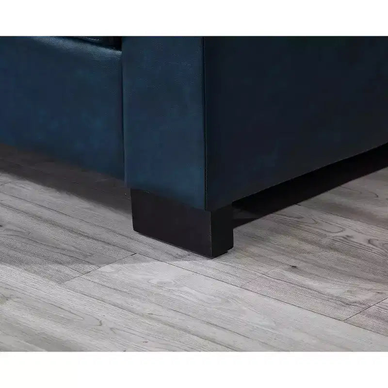 MAYEERTY Divano sezionale a due pezzi 2+3 posti con portabicchieri, braccioli squadrati, rivestimento in ecopelle per soggiorno, blu navy