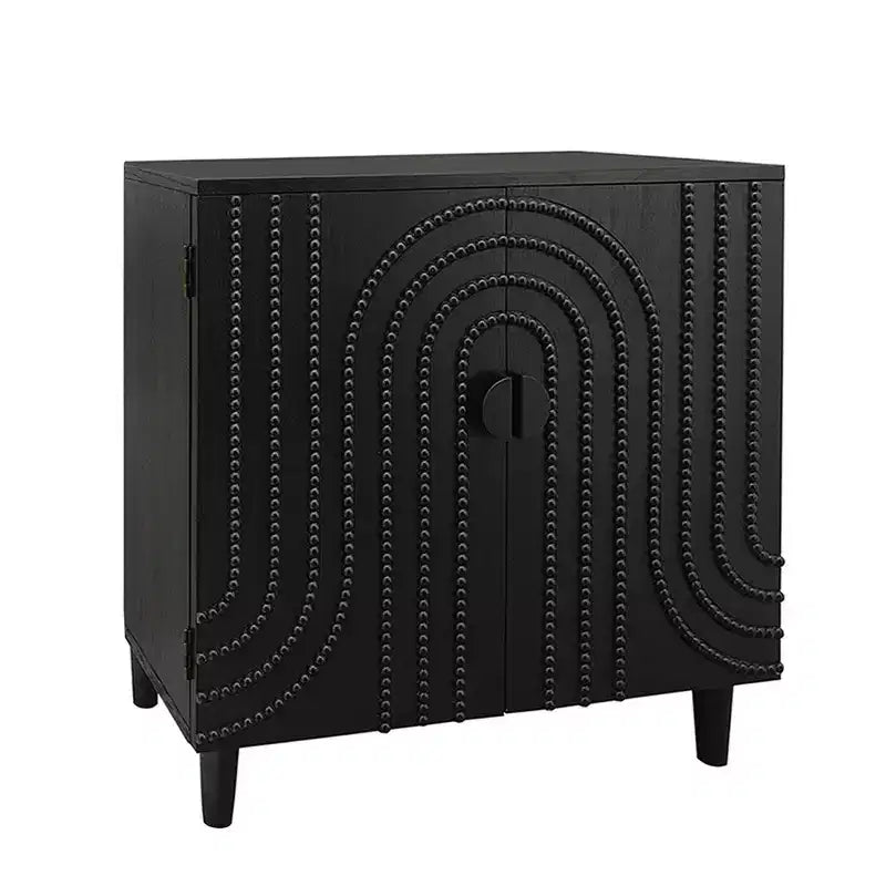 Meuble Buffet d'Appoint, Console d'Entrée Noir Vieilli avec Rangement, Commodes en Bois pour Salon Bar, 4 Portes et Étagères Réglables