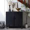 Buffet Accent Cabinet, Antique Black Entryway Table with Storage Wood Credenzas for Living Room Home Bar, 4 Doors & Adjustable Shelves