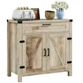 HOMCOM Sideboard Buffet Cabinet with Storage Drawer, Modern Farmhouse Kitchen Cabinet with 2 Barn Doors, Coffee Bar Cabinet, Oak