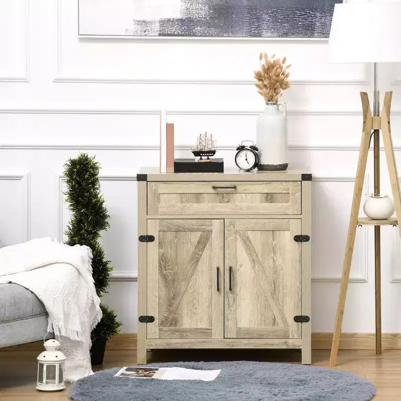 HOMCOM Mobile Credenza Buffet con Cassetti, Credenza da Cucina Moderna Stile Country con 2 Ante a Scomparsa, Mobile Caffè, Rovere