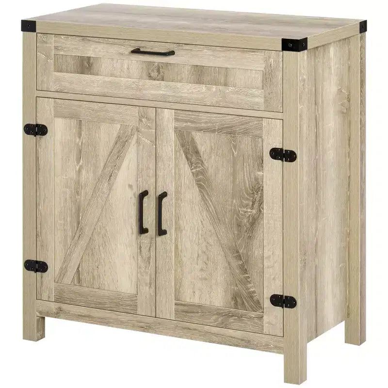 HOMCOM Mobile Credenza Buffet con Cassetti, Credenza da Cucina Moderna Stile Country con 2 Ante a Scomparsa, Mobile Caffè, Rovere
