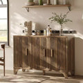 Fluted Sideboard Cabinet with Adjustable Shelves and Wood Doors