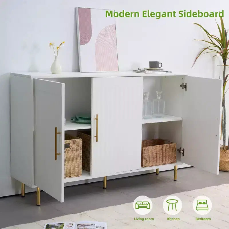 Madia a 3 Ante Grande, Credenza Moderna 55.12 con Spazio di Archiviazione, Consolle Multifunzione per Sala da Pranzo, Ingresso