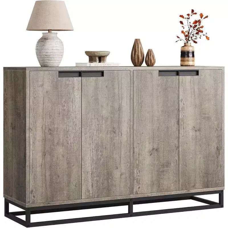Mobile Credenza a Buffet da 55 Pollici, Mobile Contenitore con 4 Ante e Ripiani Regolabili, Mobile Contenitore da Cucina, Sala da Pranzo, Ingresso, Soggiorno