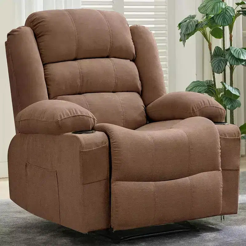 Grande Poltrona Reclinabile con 3 Posizioni Reclinabili fino a 145° con 2 Portabicchieri, 2 Tasche Laterali e 2 Frontali per Soggiorno, Camera da Letro e Home Theater