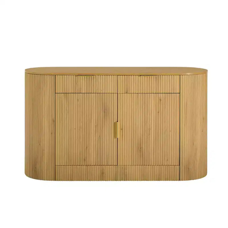 55.1Armoire de rangement, Buffet moderne, Deux portes et tiroirs, Poignées en aluminium, 3 étagères, pour salon/chambre/salle à manger
