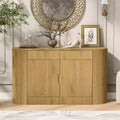 55.1Storage Cabinet, Modern Sideboard, Double Doors & Drawers, Aluminum Handles, 3 Shelves, for Living Room/Bedroom/Dining Room