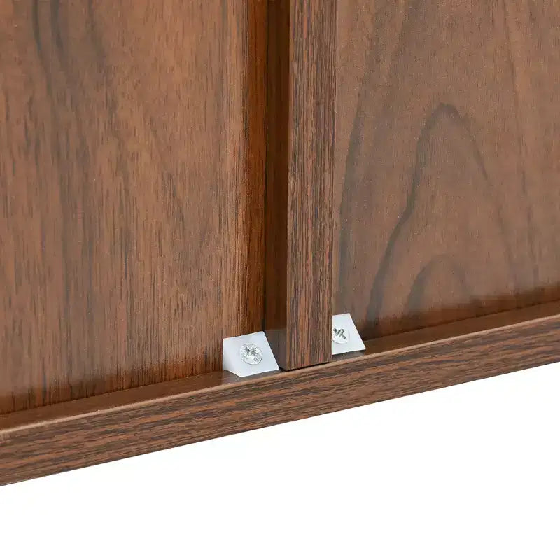 JVNOXK Credenza multifunzionale Mid-Century Modern da 59 pollici con intaglio geometrico, armadio contenitore con gambe in metallo, ideale per sale da pranzo, legno