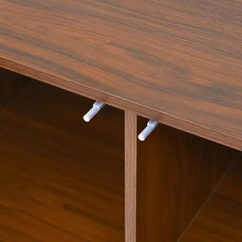JVNOXK Credenza multifunzionale Mid-Century Modern da 59 pollici con intaglio geometrico, armadio contenitore con gambe in metallo, ideale per sale da pranzo, legno