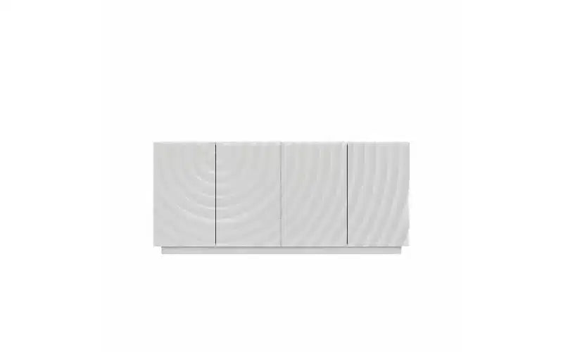 JVNOXK Credenza rettangolare da 59 pollici con vano portaoggetti, mobile moderno a 4 ante autoportante con dispositivo antiribaltamento indipendente, adatto per cucine, bianco