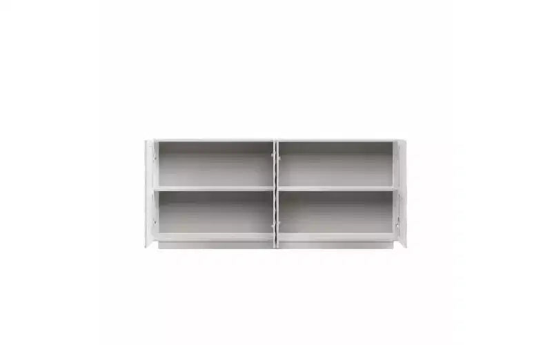 JVNOXK Credenza rettangolare da 59 pollici con vano portaoggetti, mobile moderno a 4 ante autoportante con dispositivo antiribaltamento indipendente, adatto per cucine, bianco