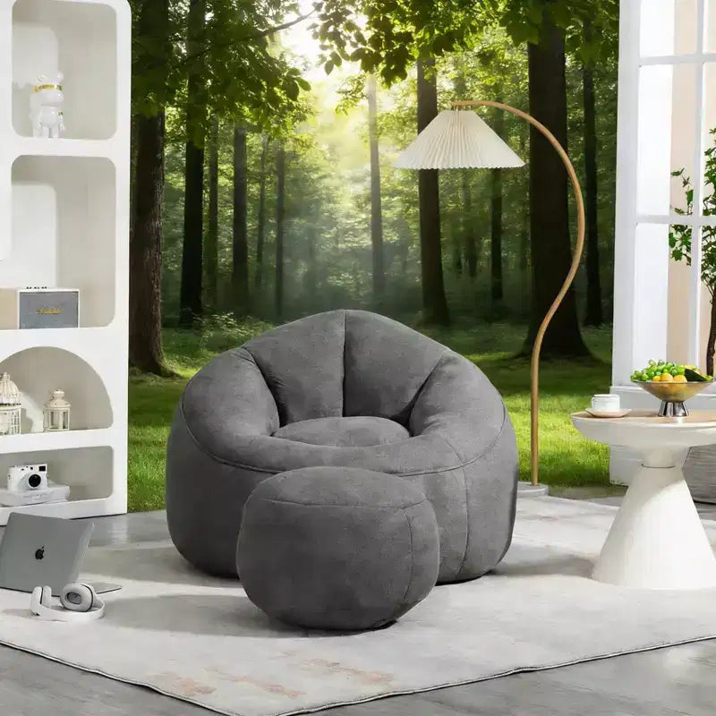 Sedia da divano a sacco Bedding, sedia a sacco con schiuma ad alta pressione, materiale per adulti con imbottitura in schiuma compressa, pouf a sacco con poggiapiedi