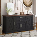63 Buffet Cabinet with 4 Barn Doors & 2 Drawers, Farmhouse Sideboard Storage Cabinet with Adjustable Shelves, Coffee Bar Table Console Cabinet