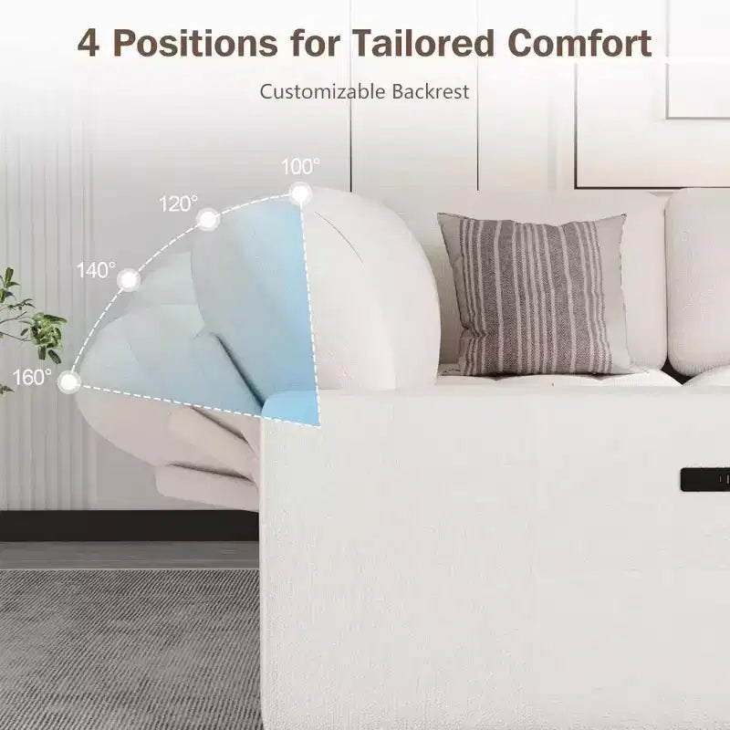 Canapé sectionnel convertible modulaire en L 5 places Dyonery en chenille avec port USB et méridienne de rangement