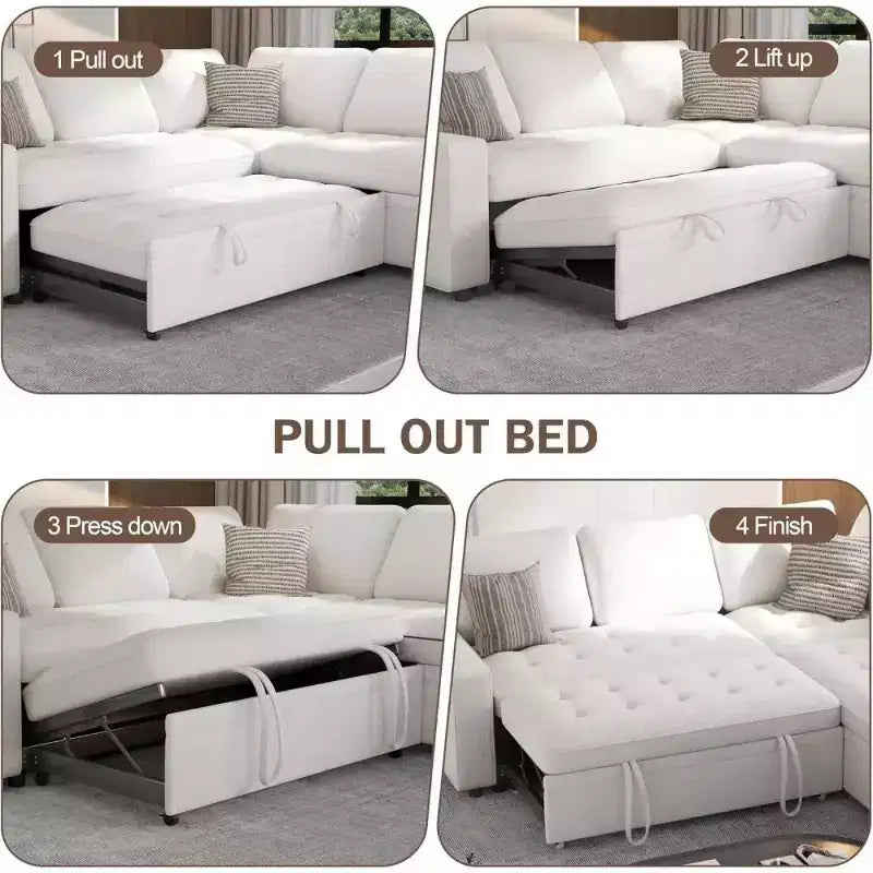 Canapé sectionnel convertible modulaire en L 5 places Dyonery en chenille avec port USB et méridienne de rangement