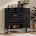 Buffet Cabinet with Storage, Woven Door, Arched Doors, Adjustable Shelves, Metal Legs, Drawer, for Kitchen/Living Room/Dining Room Entryway