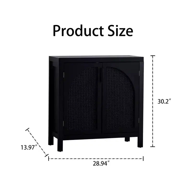 Mobiletto d'accento con ante, Credenza a buffet in rattan con contenitore, Ripiano regolabile, Mobiletto stretto 29 pollici