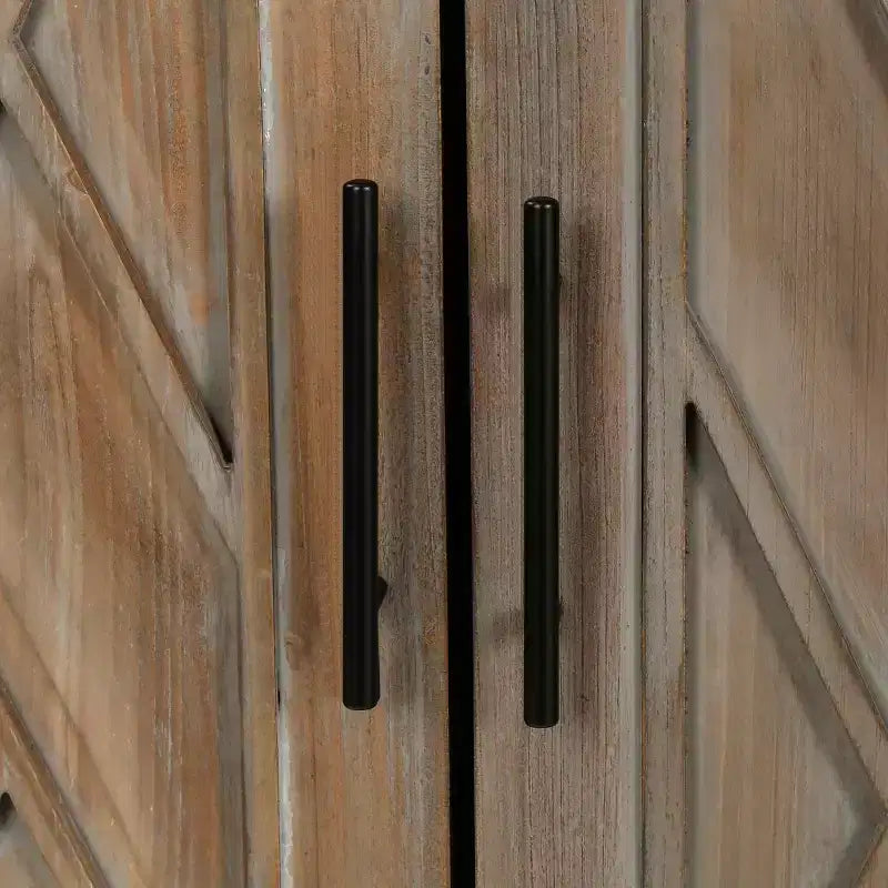 Credenza moderna da fattoria a 4 ante, mobile contenitore con motivo geometrico e ripiani regolabili da 60 pollici - Panipeachy