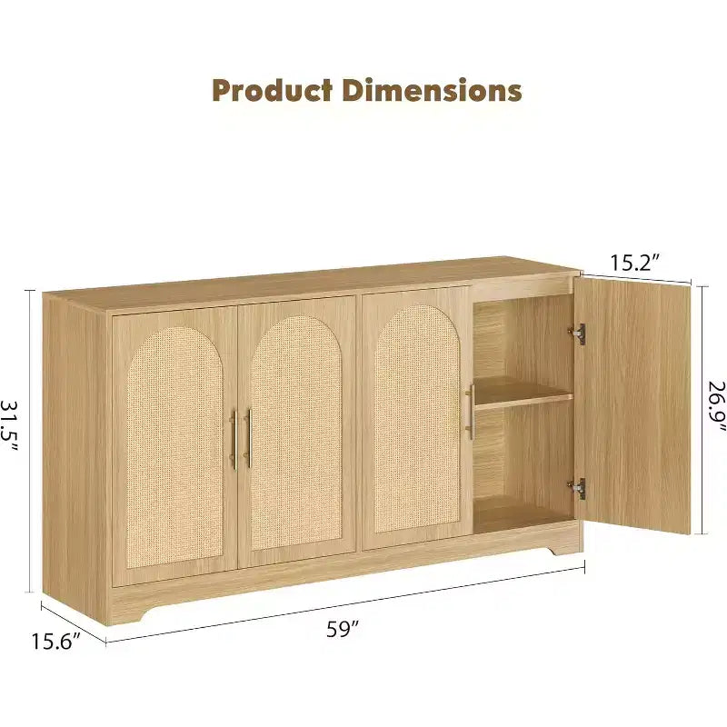 Credenza da buffet a 59 W, grande console portaoggetti e moderno mobile bar accentato per soggiorno, cucina, corridoio, sala da pranzo, ingresso