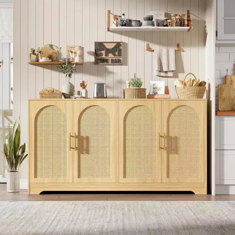 Credenza da buffet a 59 W, grande console portaoggetti e moderno mobile bar accentato per soggiorno, cucina, corridoio, sala da pranzo, ingresso