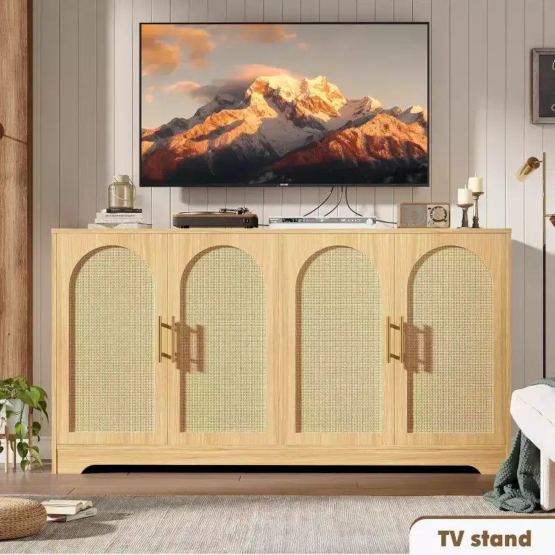 Credenza da buffet a 59 W, grande console portaoggetti e moderno mobile bar accentato per soggiorno, cucina, corridoio, sala da pranzo, ingresso