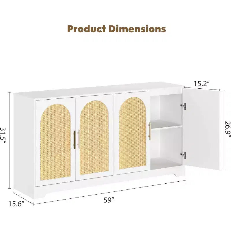 Credenza da buffet a 59 W, grande console portaoggetti e moderno mobile bar accentato per soggiorno, cucina, corridoio, sala da pranzo, ingresso