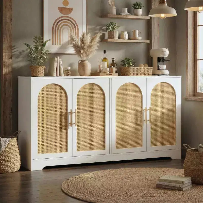 Credenza da buffet a 59 W, grande console portaoggetti e moderno mobile bar accentato per soggiorno, cucina, corridoio, sala da pranzo, ingresso