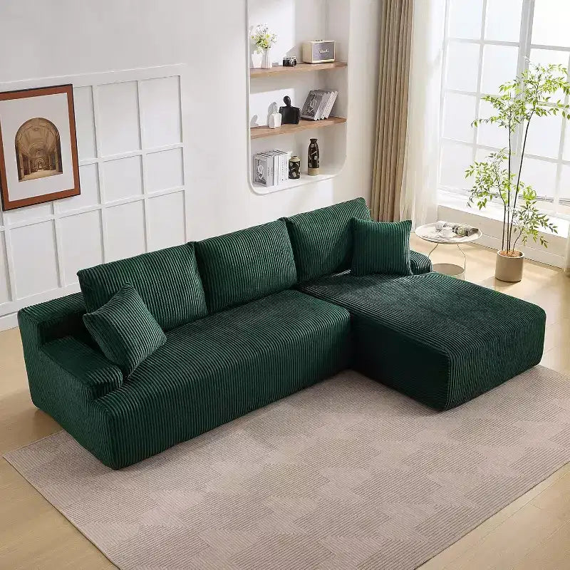Divano componibile a L Cloud da 96 pollici con chaise longue, divano in velluto a coste senza struttura con seduta profonda, divano moderno modulare imbottito, nessun assemblaggio richiesto