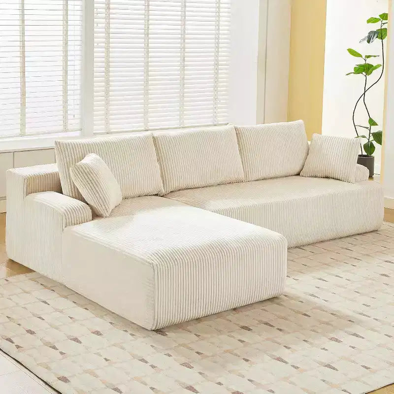 Divano componibile a L Cloud da 96 pollici con chaise longue, divano in velluto a coste senza struttura con seduta profonda, divano moderno modulare imbottito, nessun assemblaggio richiesto