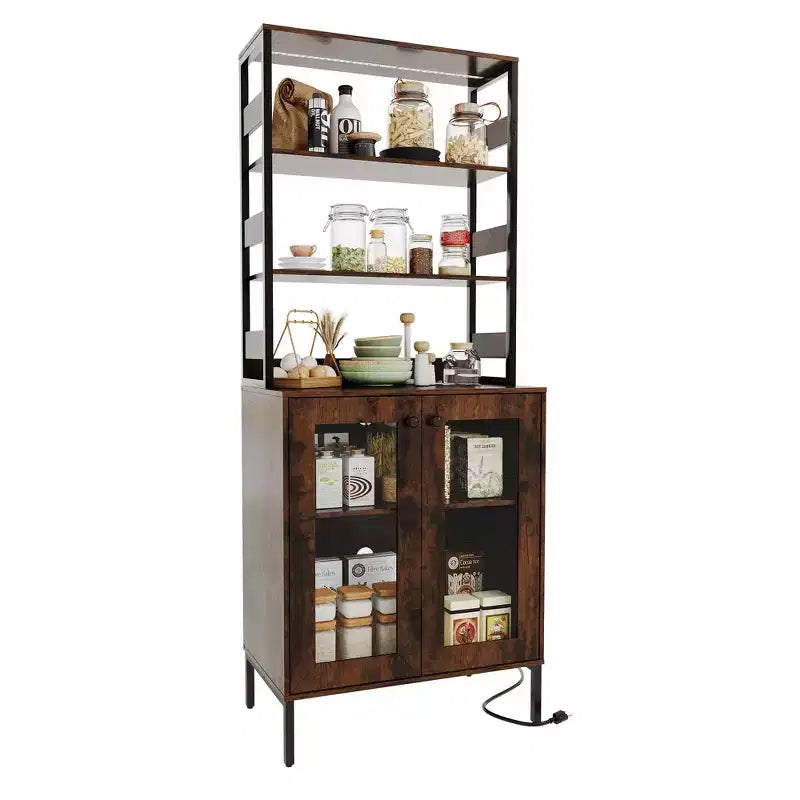 Dispensa da cucina alta 170 cm, mobile bar portavino autoportante, credenza in legno per macchina da caffè per soggiorno cucina bagno