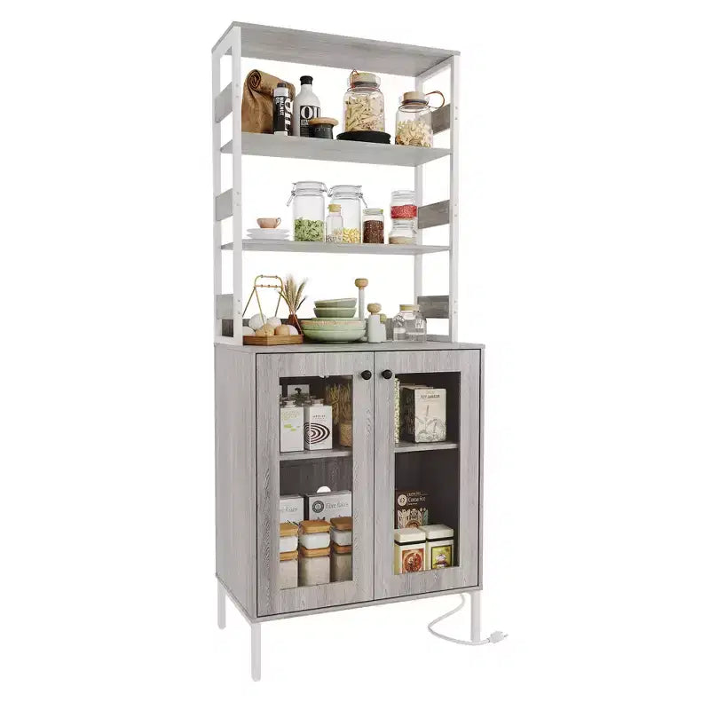 Dispensa da cucina alta 170 cm, mobile bar portavino autoportante, credenza in legno per macchina da caffè per soggiorno cucina bagno