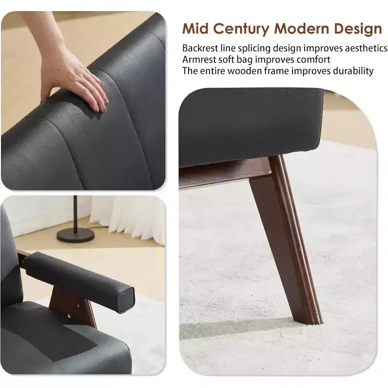 Divano e poltrone in similpelle TYBOATLE, Set divano piccolo da ufficio moderno, Mini divanetto imbottito confortevole con 2 poltrone