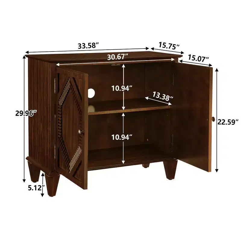 Mobile credenza geometrico 34, mobile buffet moderno a 2 ante con ripiano regolabile per ingresso, soggiorno - Panipeachy