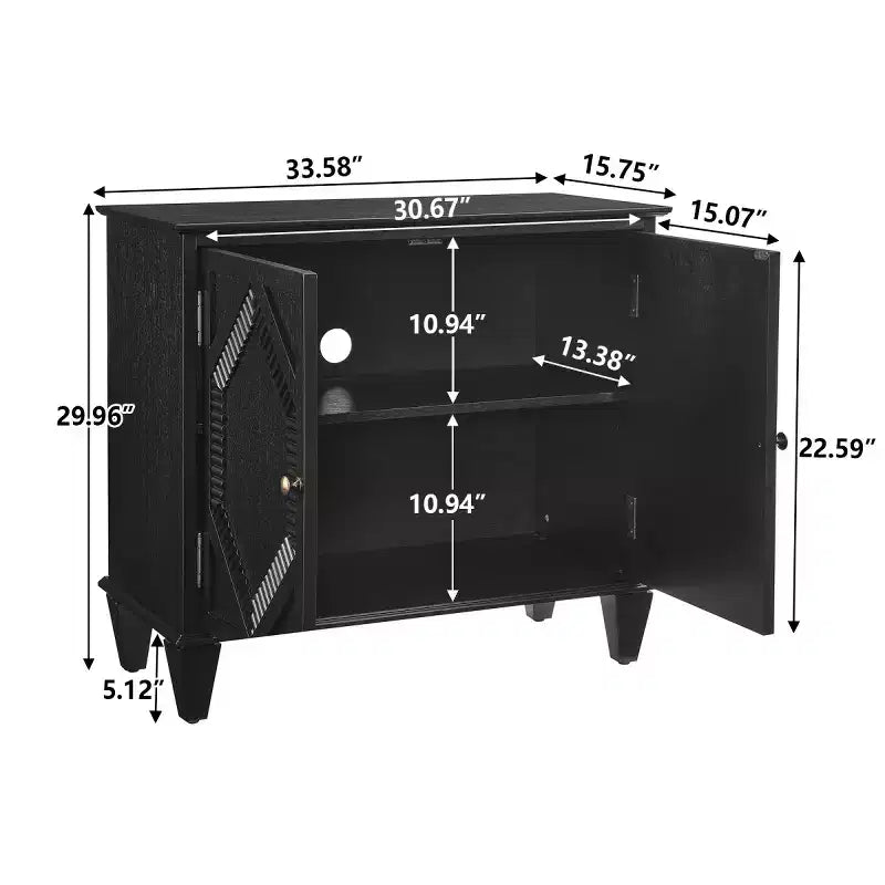 34 Meuble d'appoint géométrique, Buffet de rangement moderne à 2 portes avec étagère réglable pour entrée, salon - Panipeachy