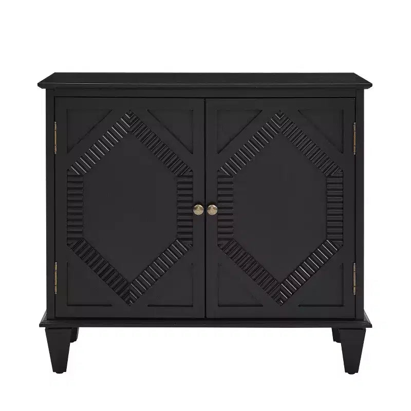 34 Meuble d'appoint géométrique, Buffet de rangement moderne à 2 portes avec étagère réglable pour entrée, salon - Panipeachy